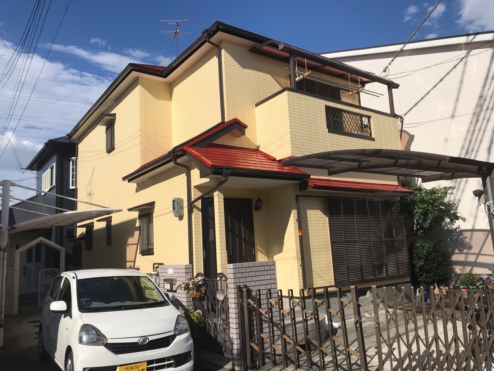 【岸和田市｜外壁・屋根塗装】RSシルバーグロスSi×赤さび色でやさしく引き締まった外観に